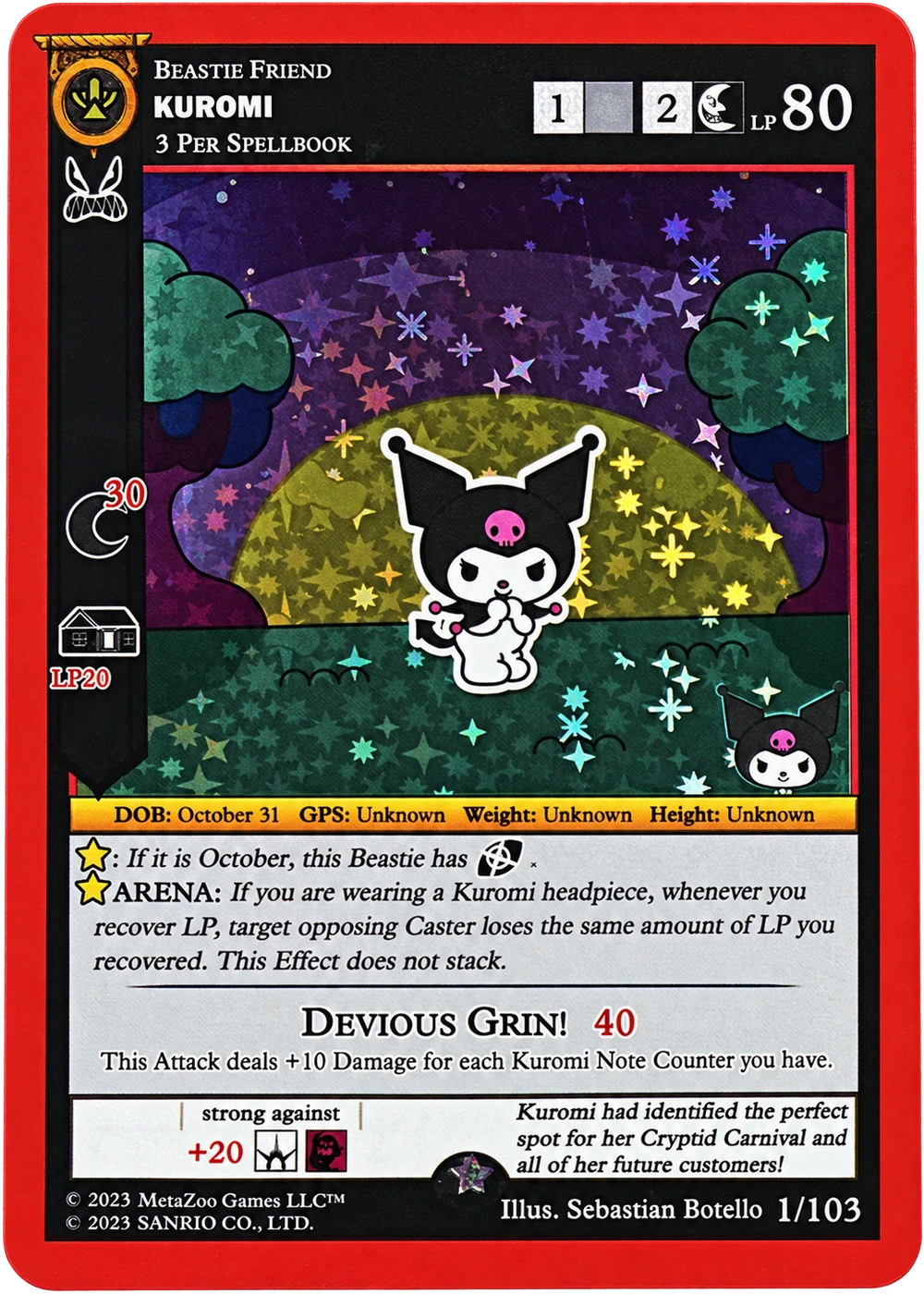 Kuromi 1/103 Full Holo — Kuromi's Cryptid Carnival