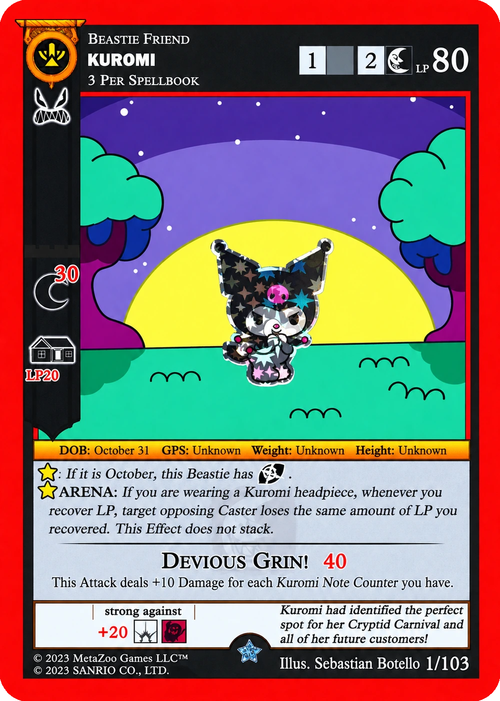 Kuromi 1/103 Reverse Holo — Kuromi's Cryptid Carnival