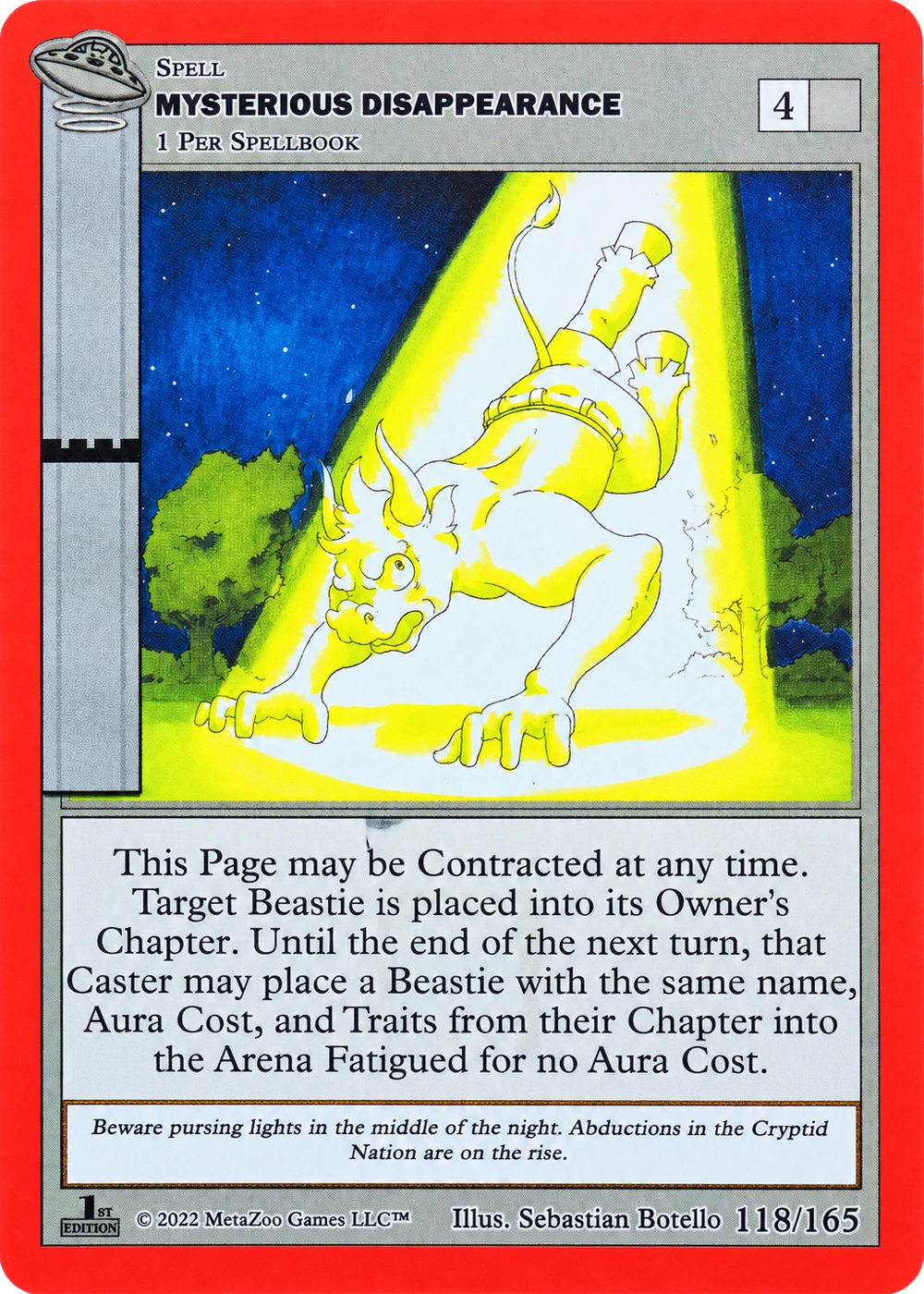 Mysterious Disappearance 118/165 Non-Holo MetaZoo UFO