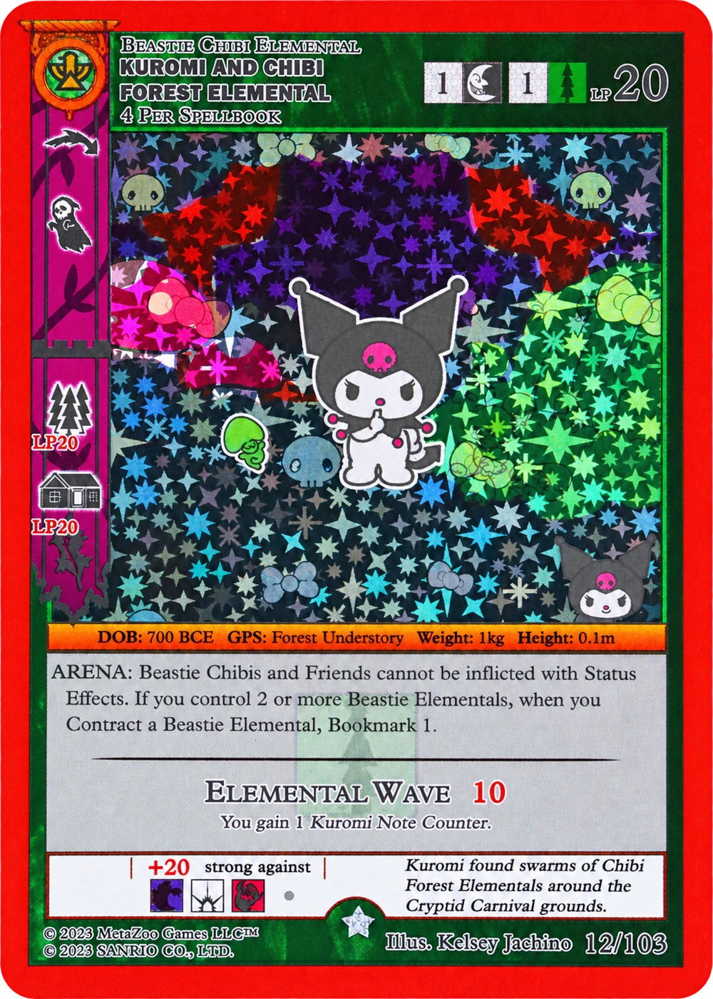Kuromi and Chibi Forest Elemental 12/103 Full Holo — Kuromi's Cryptid Carnival