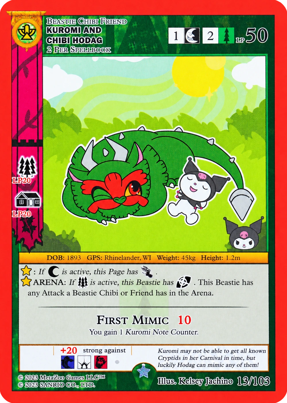 Kuromi and Chibi Hodag 13/103 Non-Holo — Kuromi's Cryptid Carnival