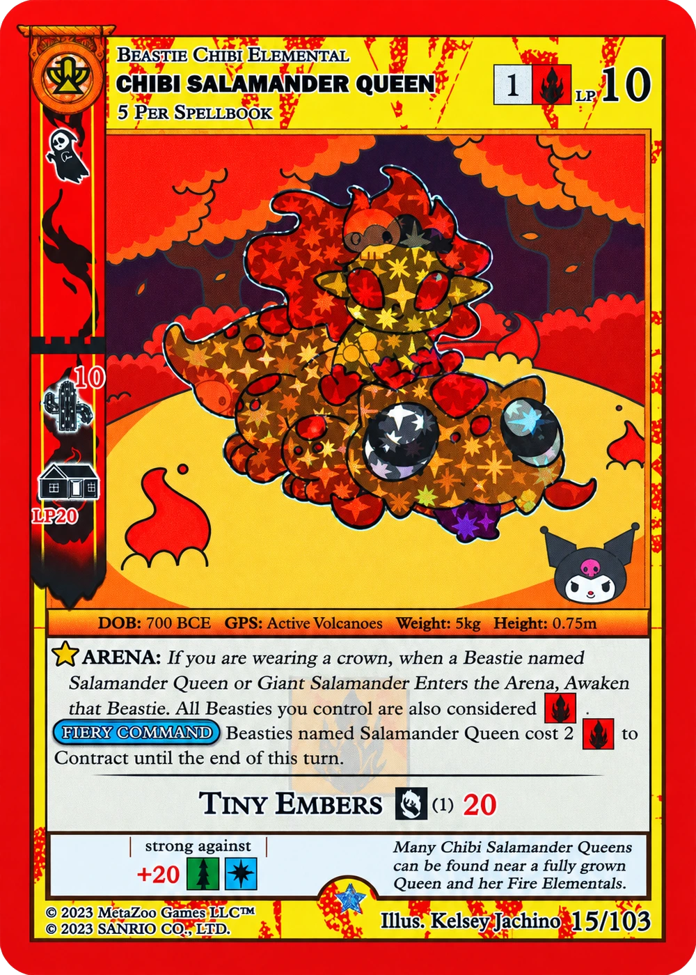 Chibi Salamander Queen 15/103 Reverse Holo — Kuromi's Cryptid Carnival