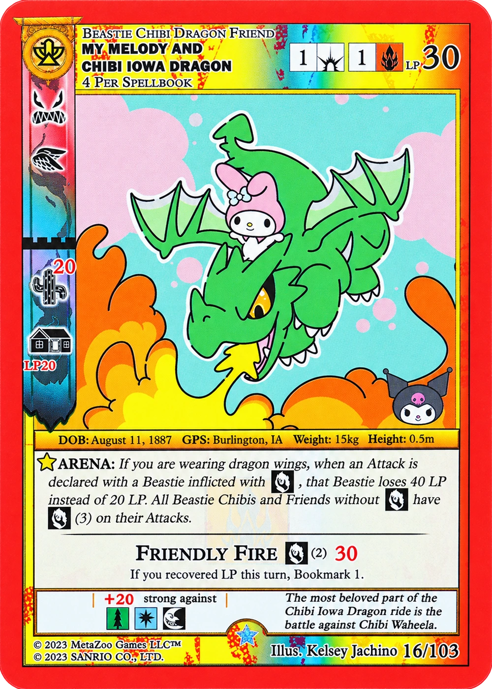 My Melody and Chibi Iowa Dragon 16/103 Non-Holo — Kuromi's Cryptid Carnival