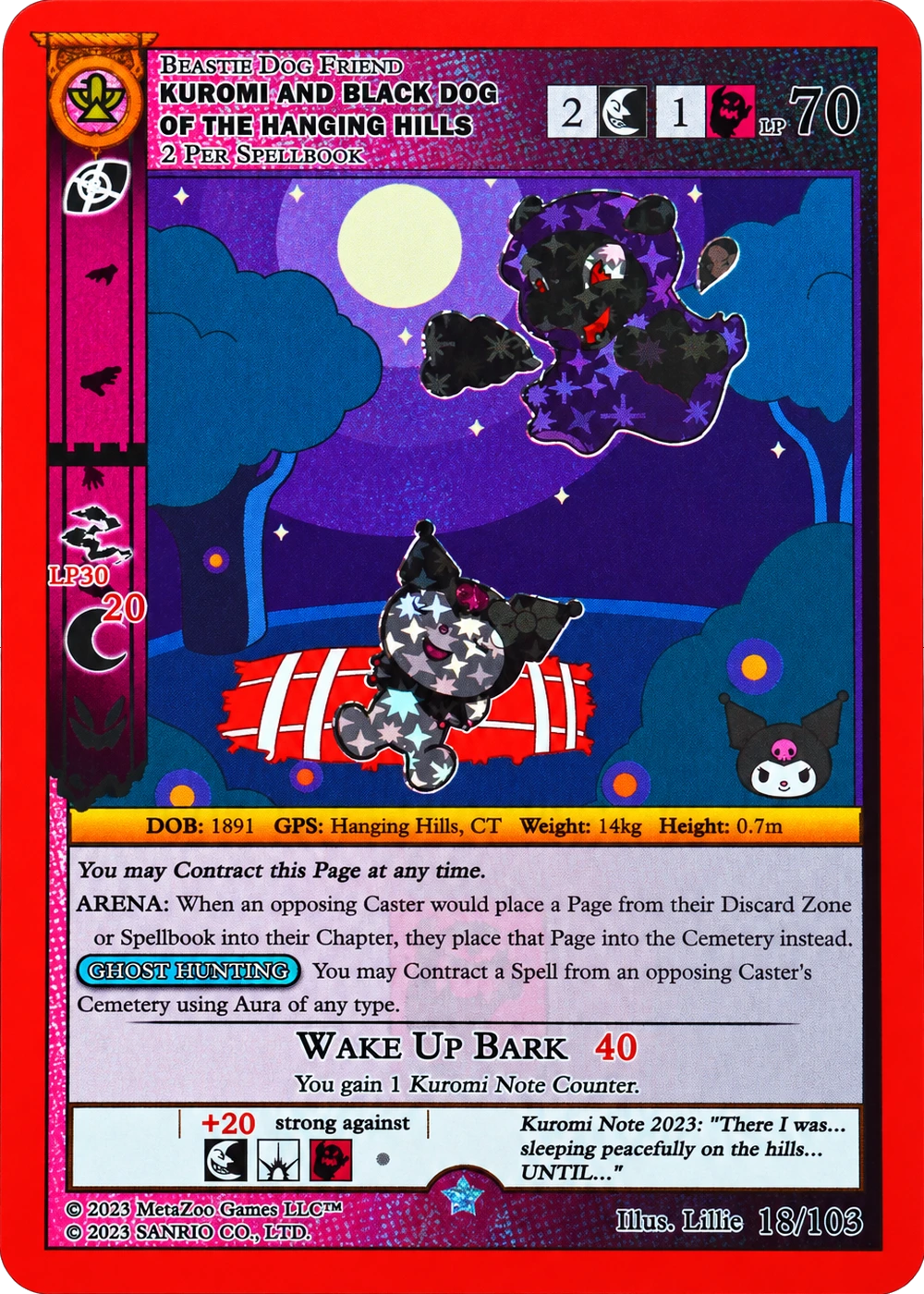 Kuromi and Black Dog of the Hanging Hills 18/103 Reverse Holo — Kuromi's Cryptid Carnival