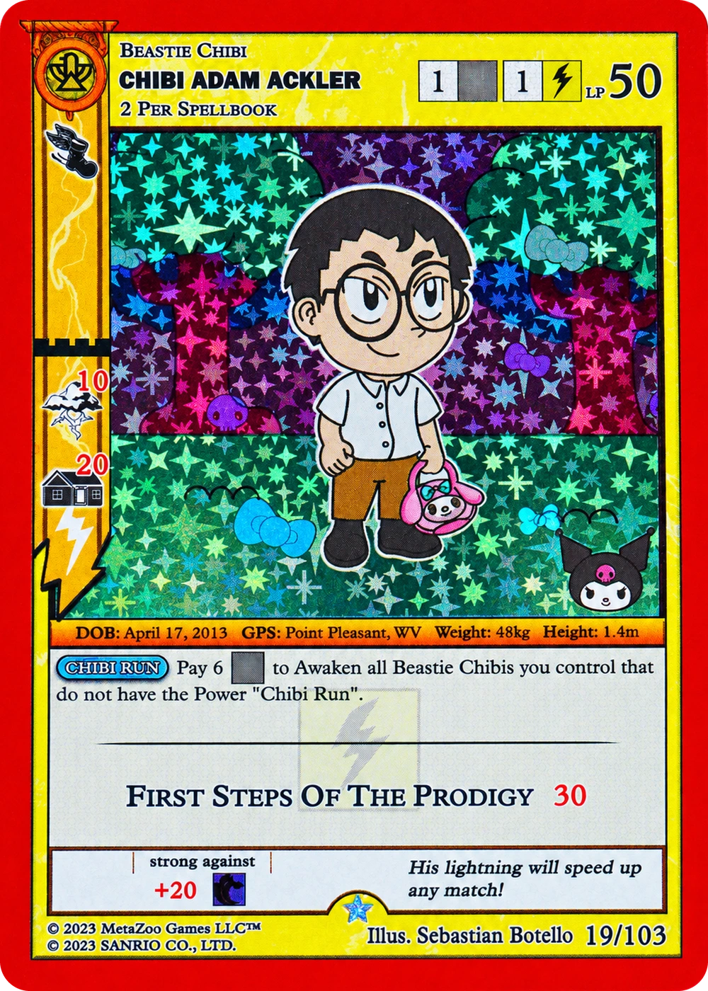 Chibi Adam Ackler 19/103 Full Holo — Kuromi's Cryptid Carnival