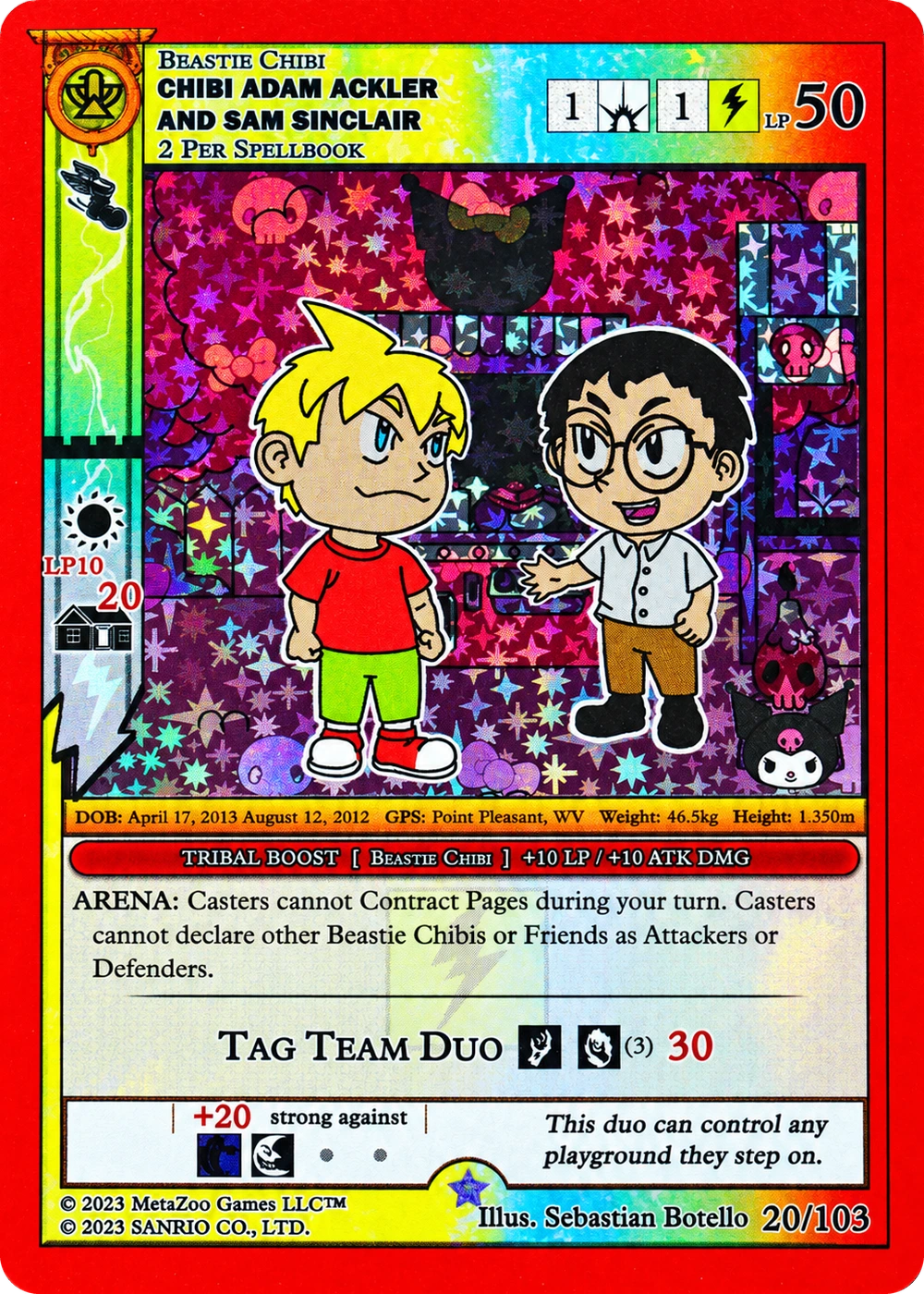 Chibi Adam Ackler and Sam Sinclair 20/103 Full Holo — Kuromi's Cryptid Carnival