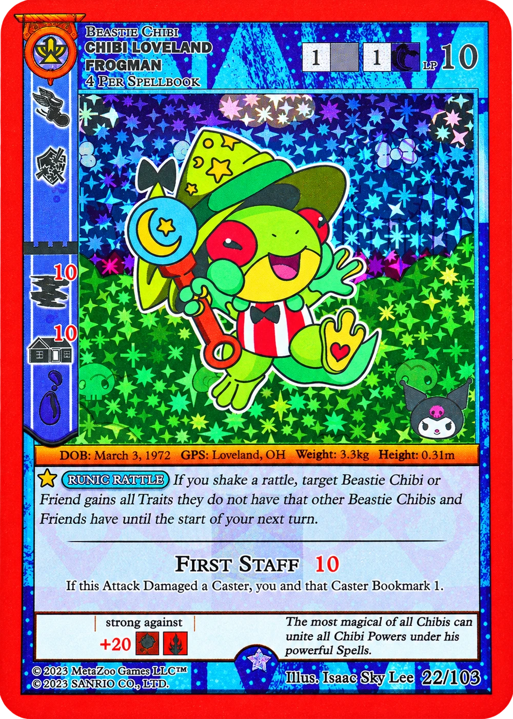 Chibi Loveland Frogman 22/103 Full Holo — Kuromi's Cryptid Carnival