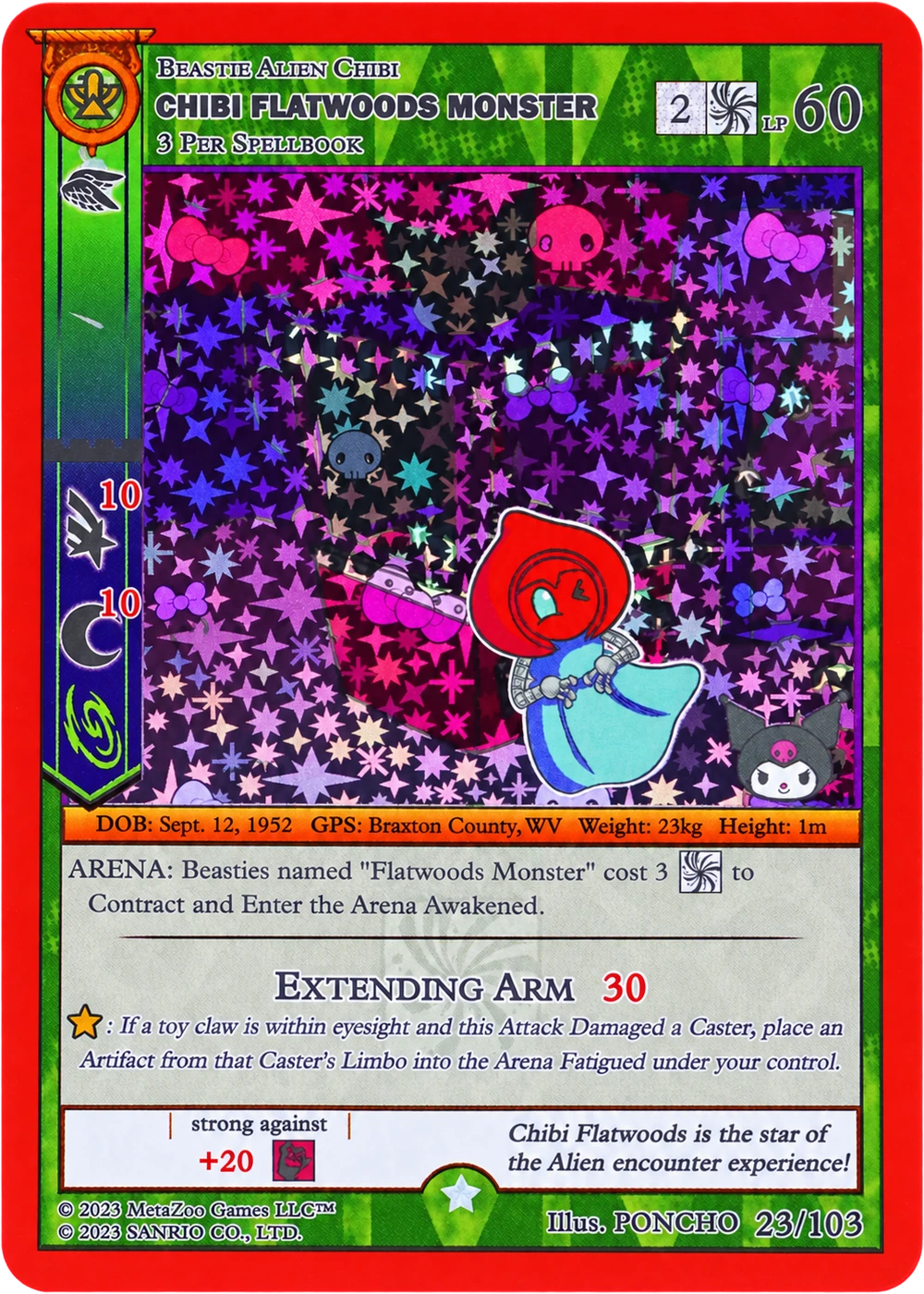 Chibi Flatwoods Monster 23/103 Full Holo — Kuromi's Cryptid Carnival