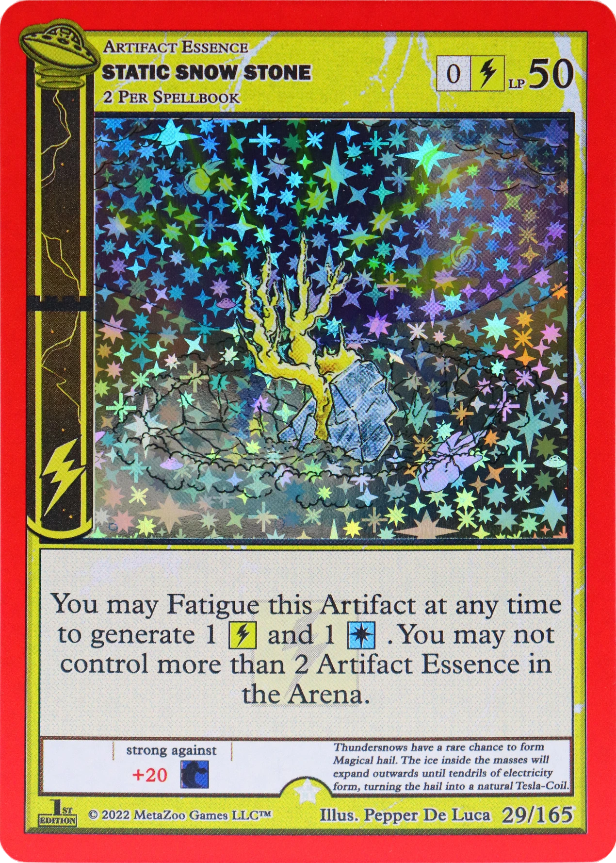 Static Snow Stone 29/165 Full Holo MetaZoo UFO