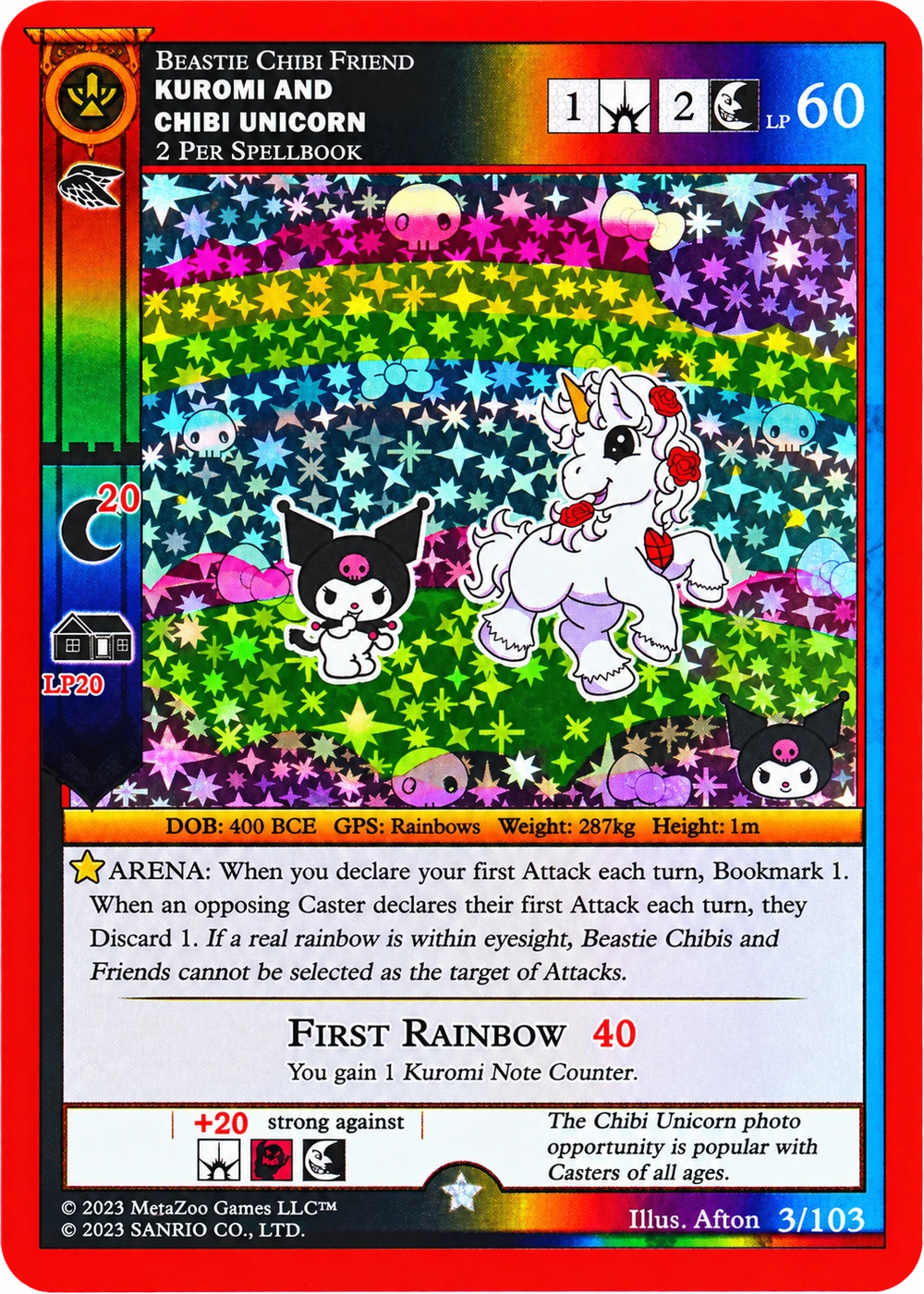 Kuromi and Chibi Unicorn 3/103 Full Holo — Kuromi's Cryptid Carnival