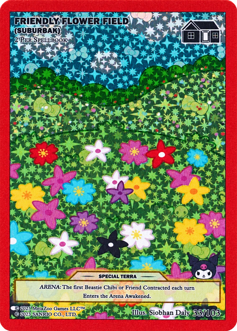 Friendly Flower Field (Suburban) 33/103 Full Holo — Kuromi's Cryptid Carnival