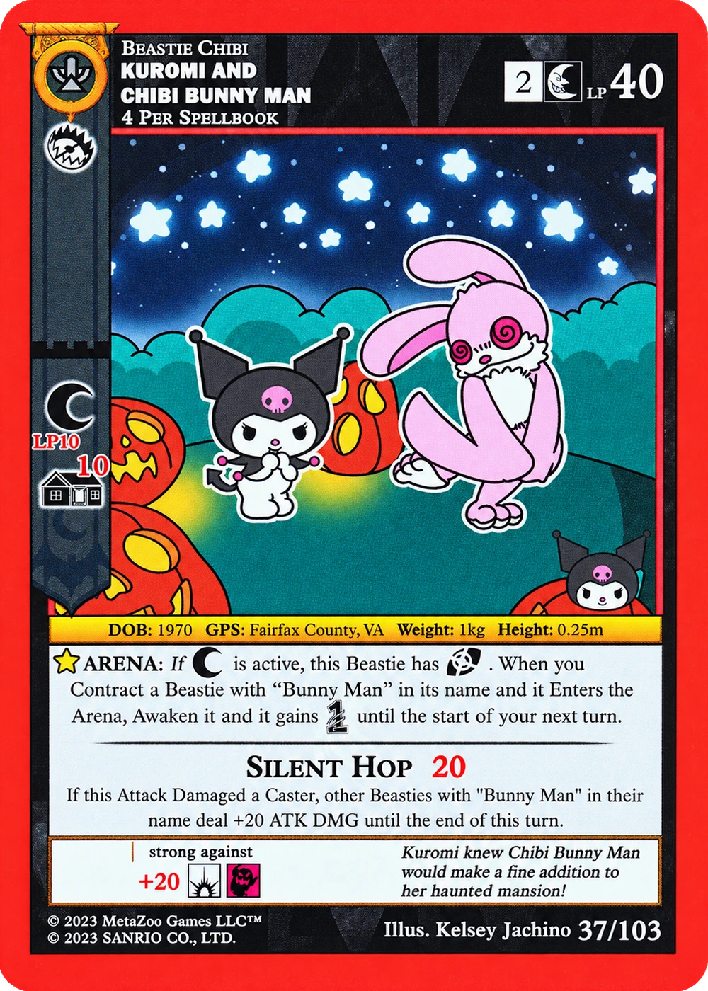 Kuromi and Chibi Bunny Man 37/103 Non-Holo — Kuromi's Cryptid Carnival