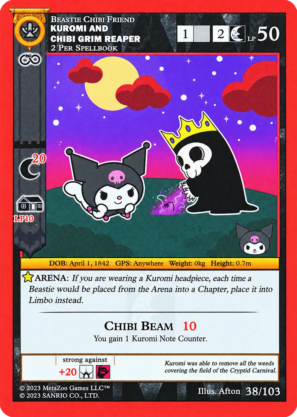 Kuromi and Chibi Grim Reaper 38/103 Non-Holo — Kuromi's Cryptid Carnival