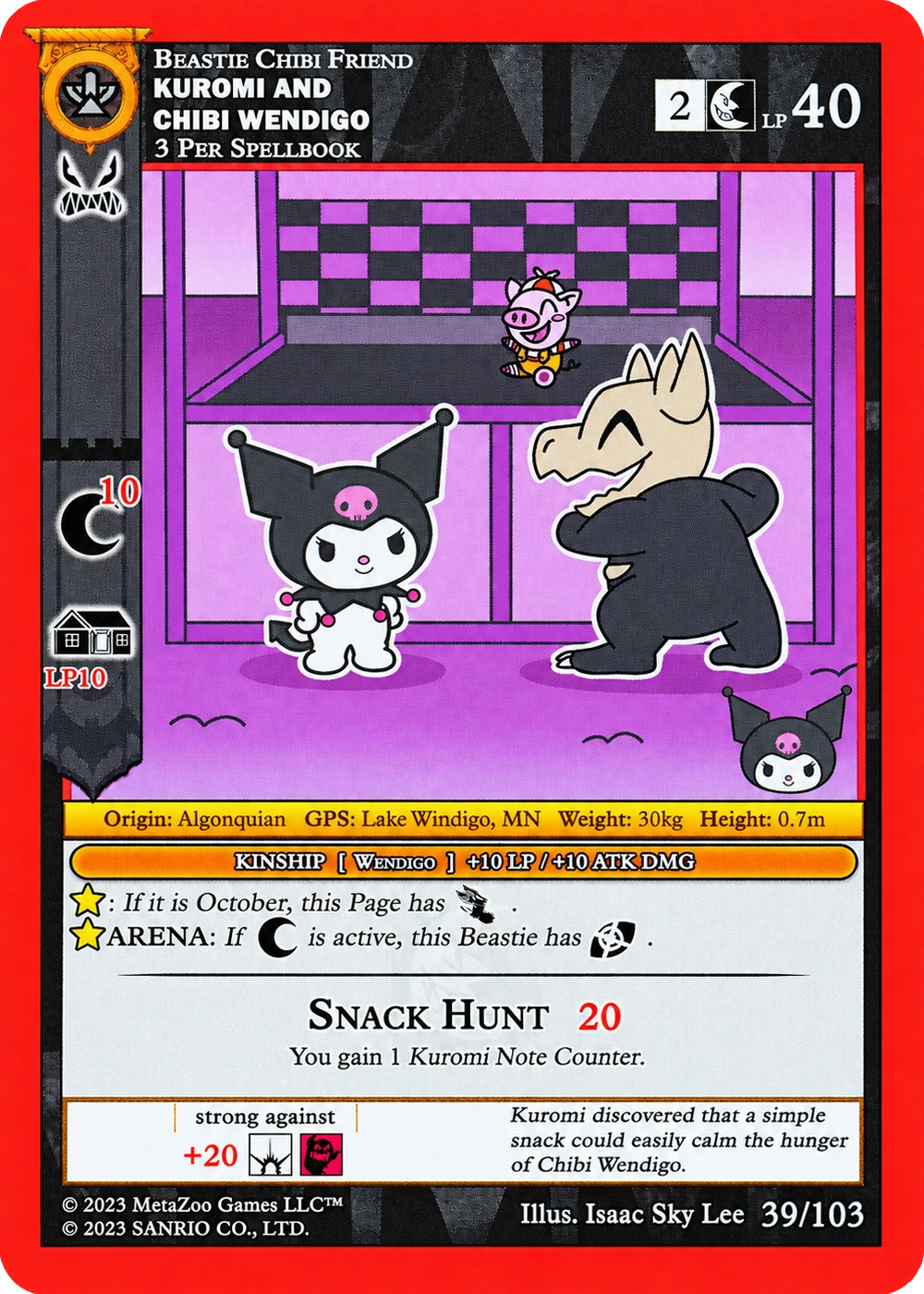Kuromi and Chibi Wendigo 39/103 Non-Holo — Kuromi's Cryptid Carnival