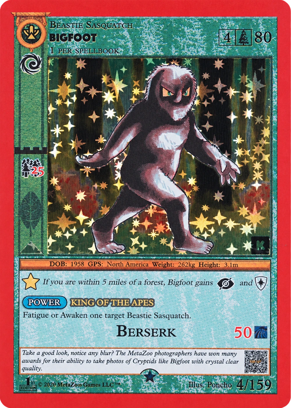 Bigfoot 4/159 Full Holo from the Cryptid Nation Kickstarter release