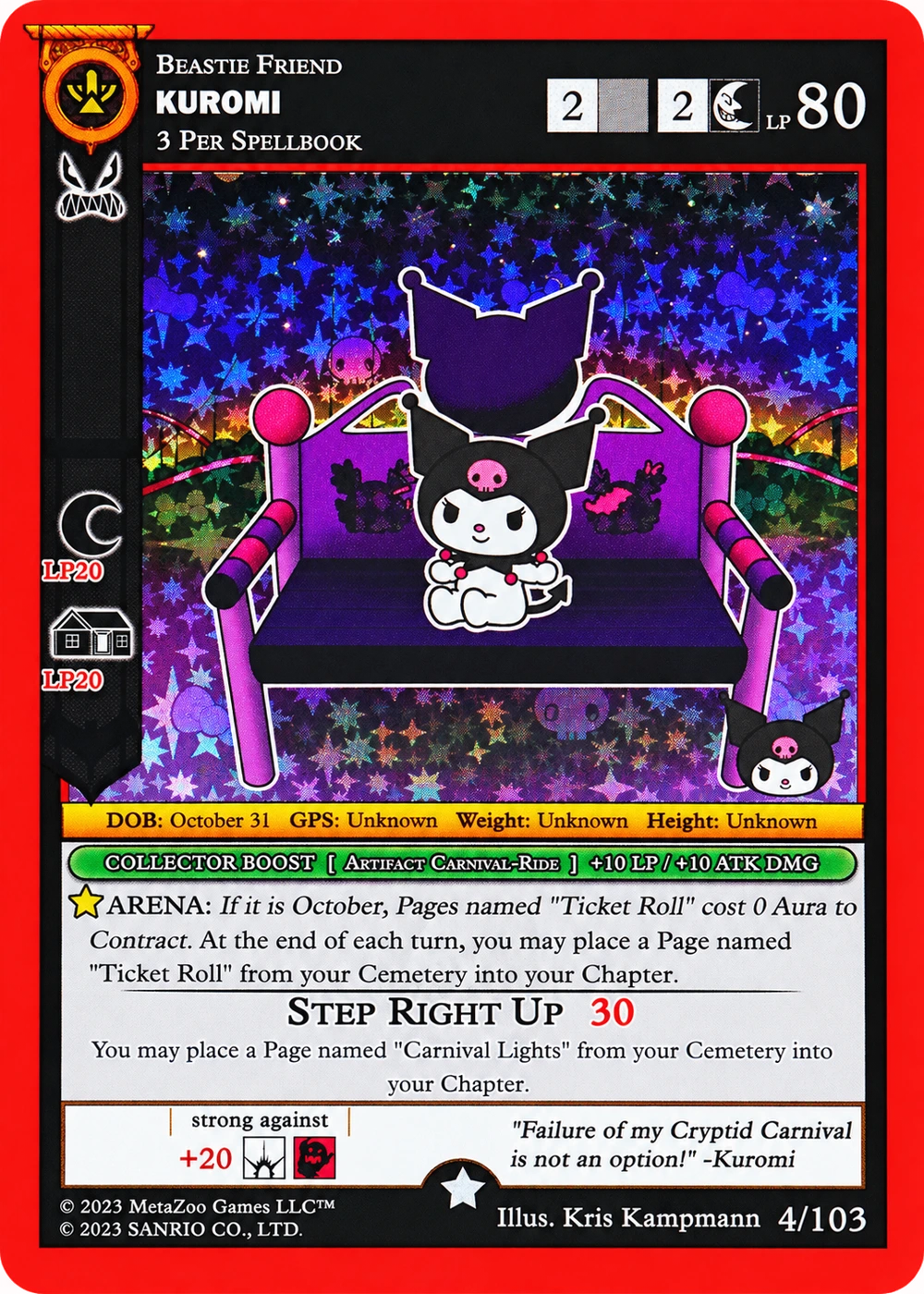 Kuromi 4/103 Full Holo — Kuromi's Cryptid Carnival