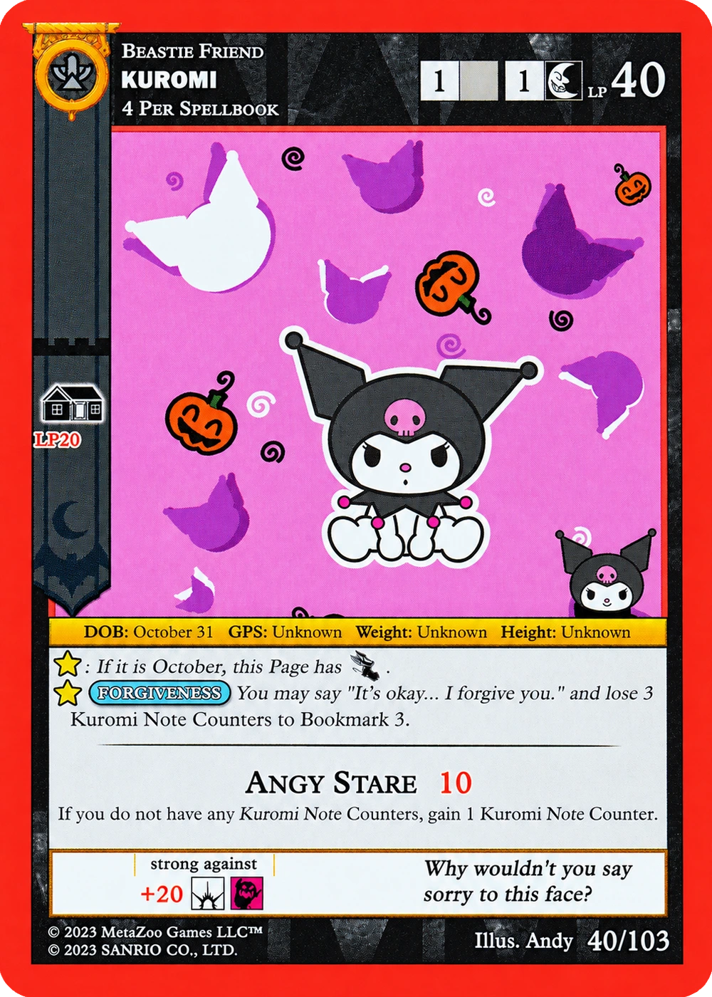 Kuromi 40/103 Non-Holo — Kuromi's Cryptid Carnival