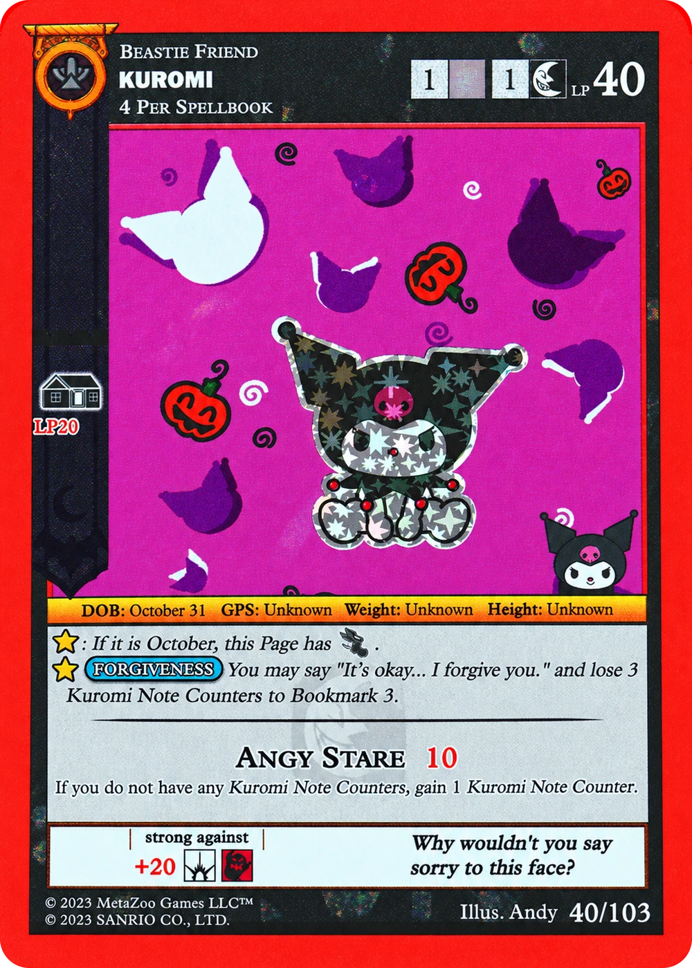 Kuromi 40/103 Reverse Holo — Kuromi's Cryptid Carnival