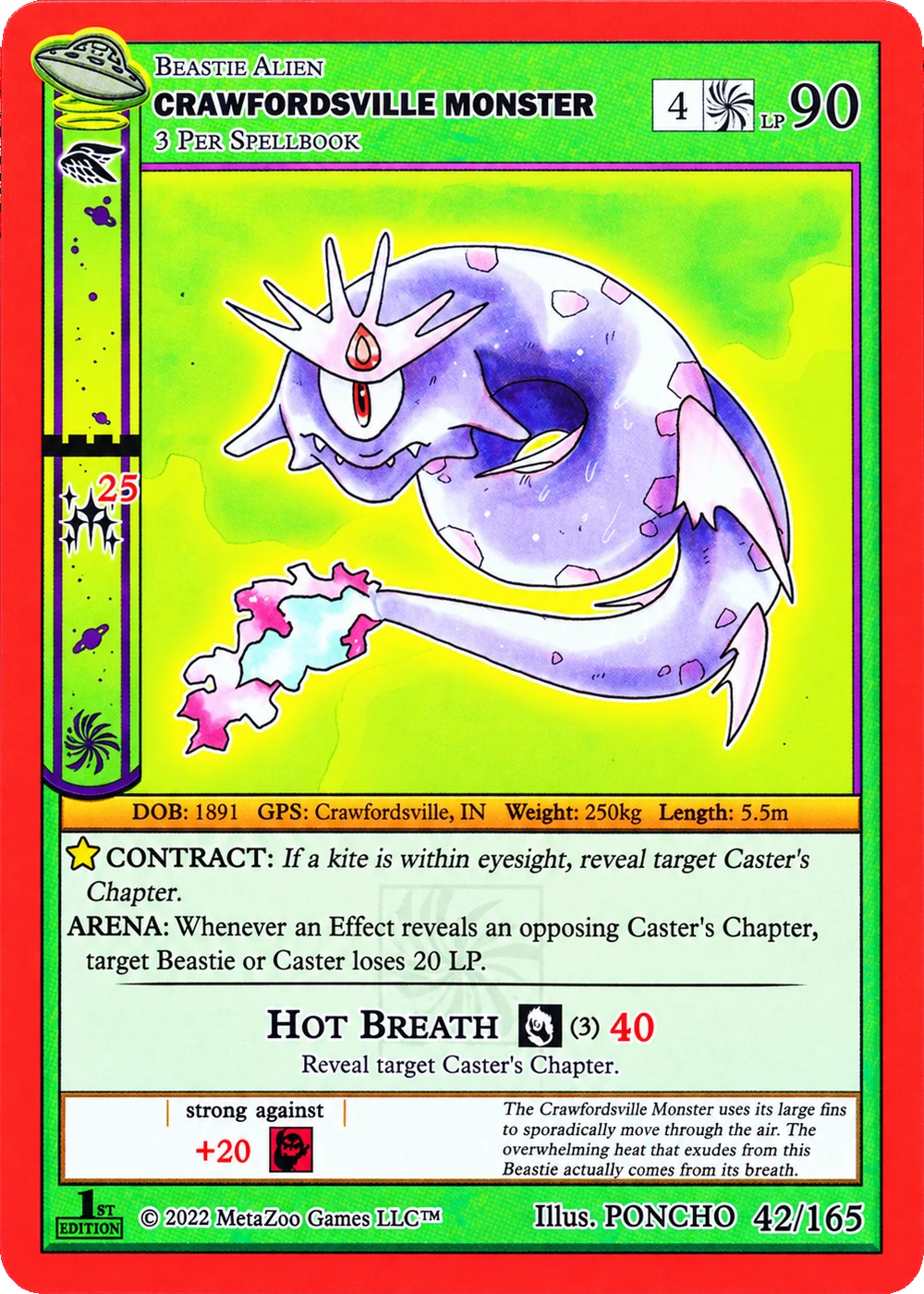 Crawfordsville Monster 42/165 Non-Holo MetaZoo UFO