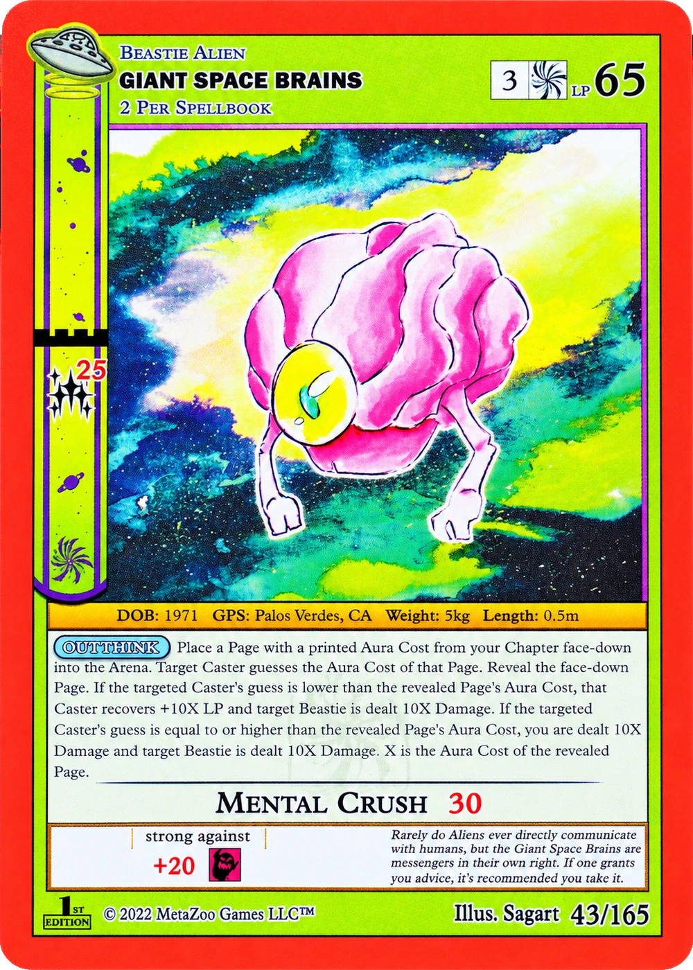 Giant Space Brains 43/165 Non-Holo MetaZoo UFO
