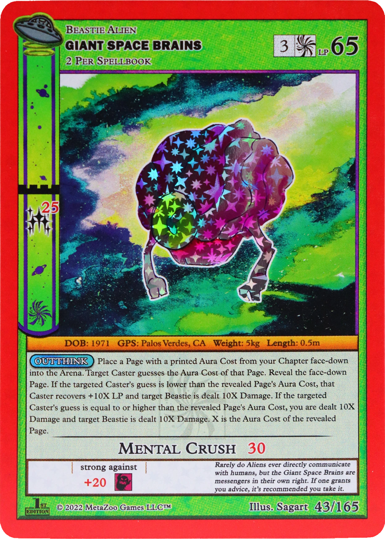 Giant Space Brains 43/165 Reverse Holo MetaZoo UFO