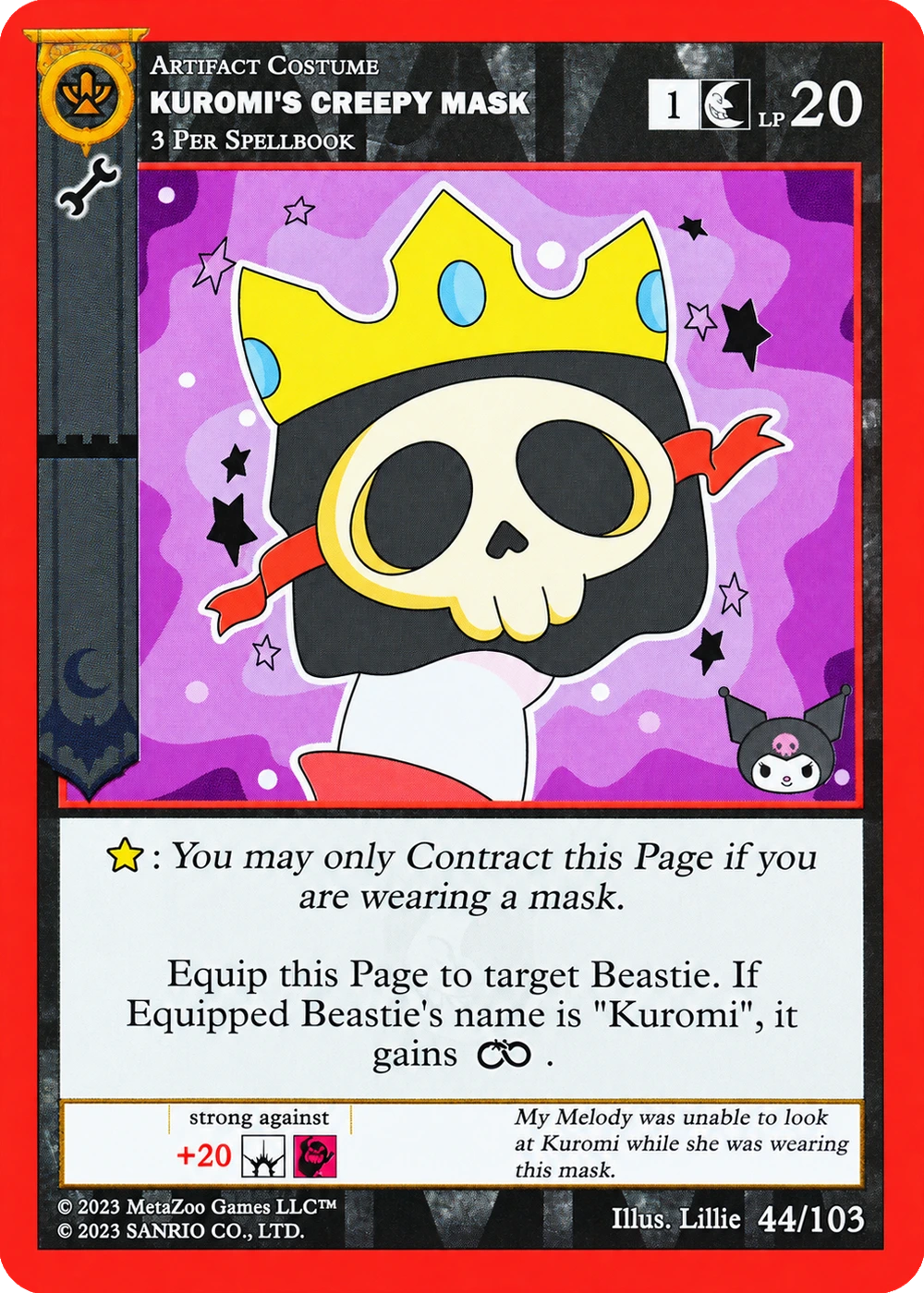 Kuromi's Creepy Mask 44/103 Non-Holo — Kuromi's Cryptid Carnival