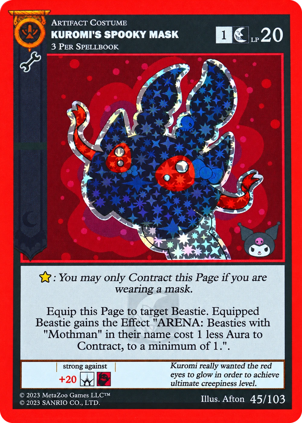 Kuromi's Spooky Mask 45/103 Reverse Holo — Kuromi's Cryptid Carnival