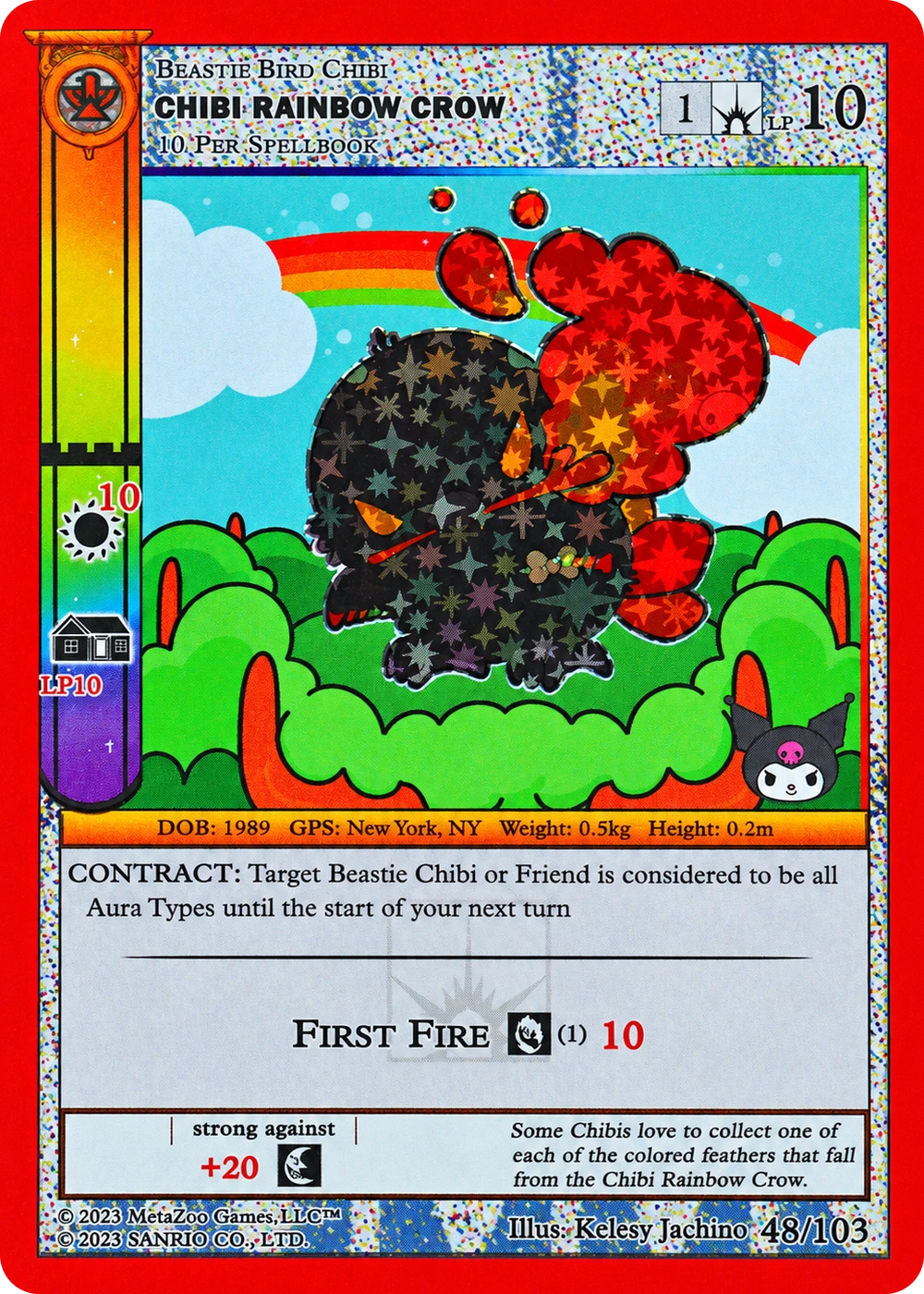 Chibi Rainbow Crow 48/103 Reverse Holo — Kuromi's Cryptid Carnival