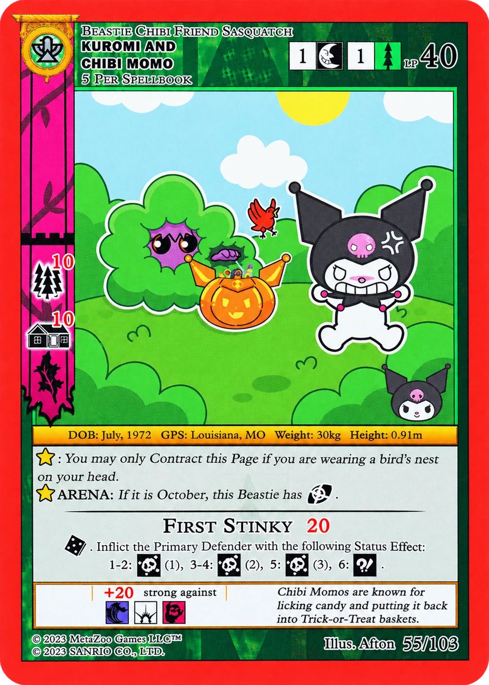 Kuromi and Chibi Momo 55/103 Non-Holo — Kuromi's Cryptid Carnival