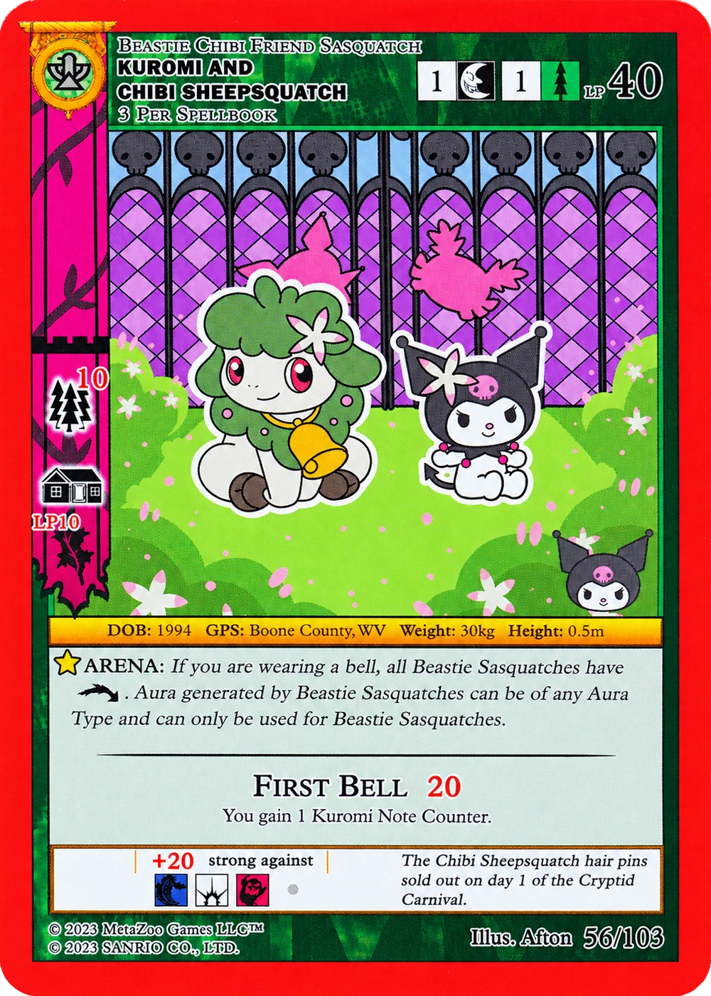 Kuromi and Chibi Sheepsquatch 56/103 Non-Holo — Kuromi's Cryptid Carnival