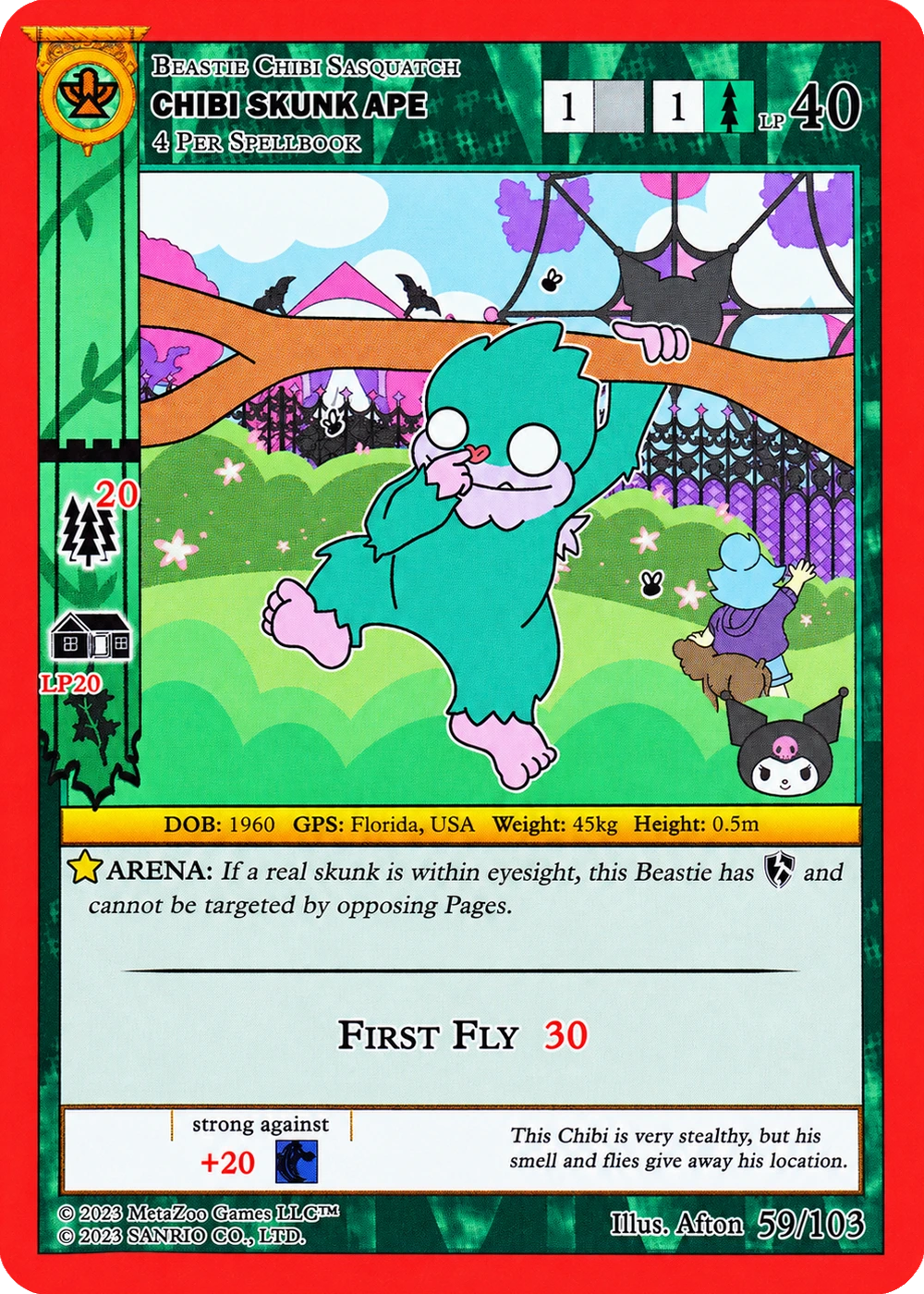 Chibi Skunk Ape 59/103 Non-Holo — Kuromi's Cryptid Carnival