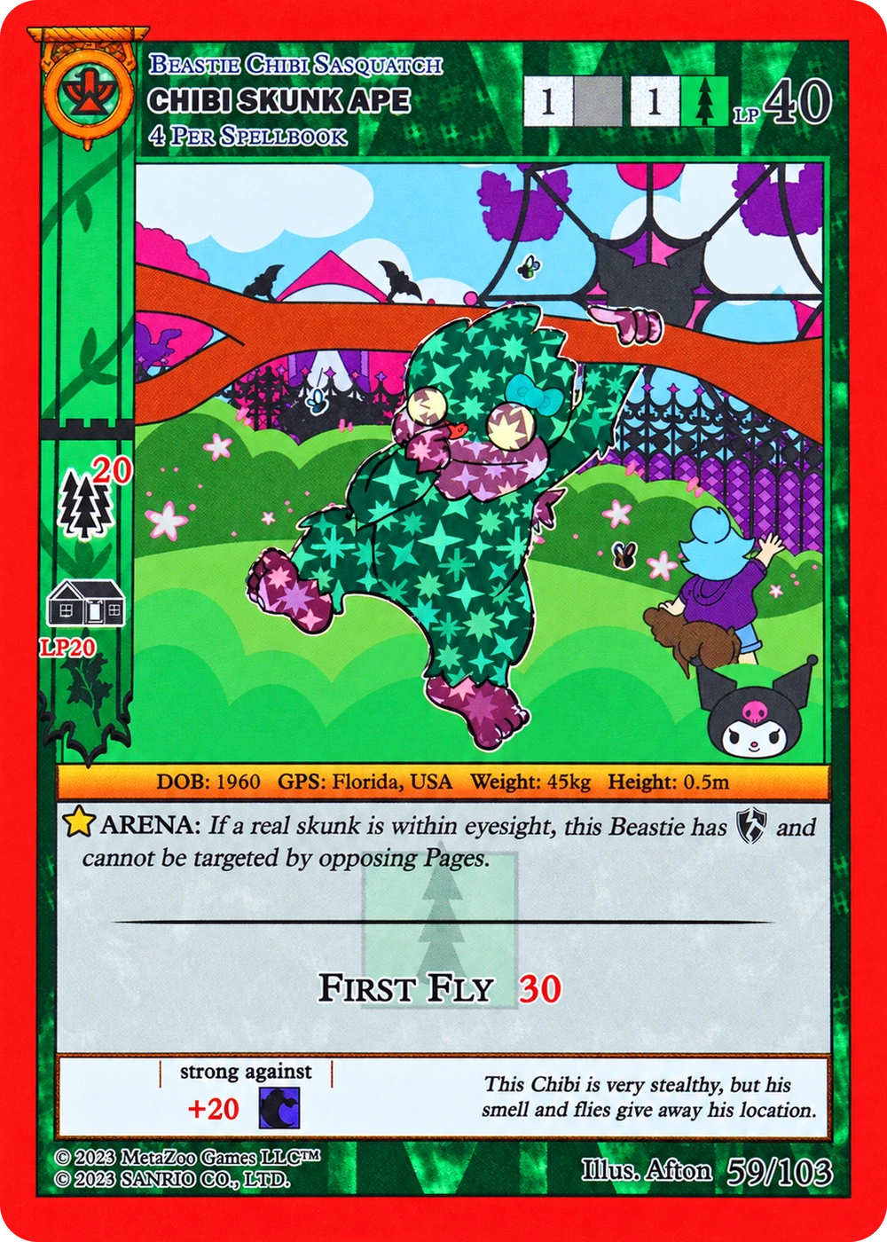 Chibi Skunk Ape 59/103 Reverse Holo — Kuromi's Cryptid Carnival