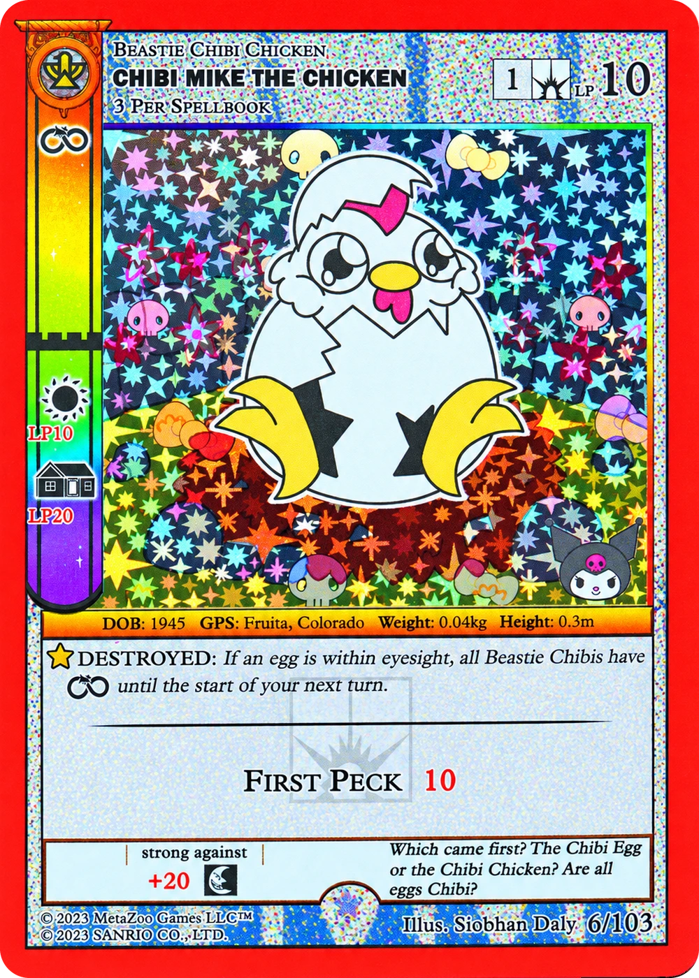 Chibi Mike the Chicken 6/103 Full Holo — Kuromi's Cryptid Carnival