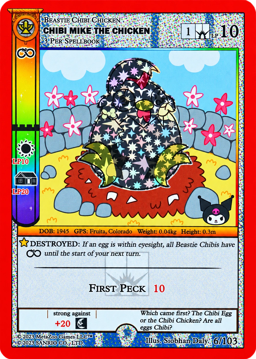 Chibi Mike the Chicken 6/103 Reverse Holo — Kuromi's Cryptid Carnival
