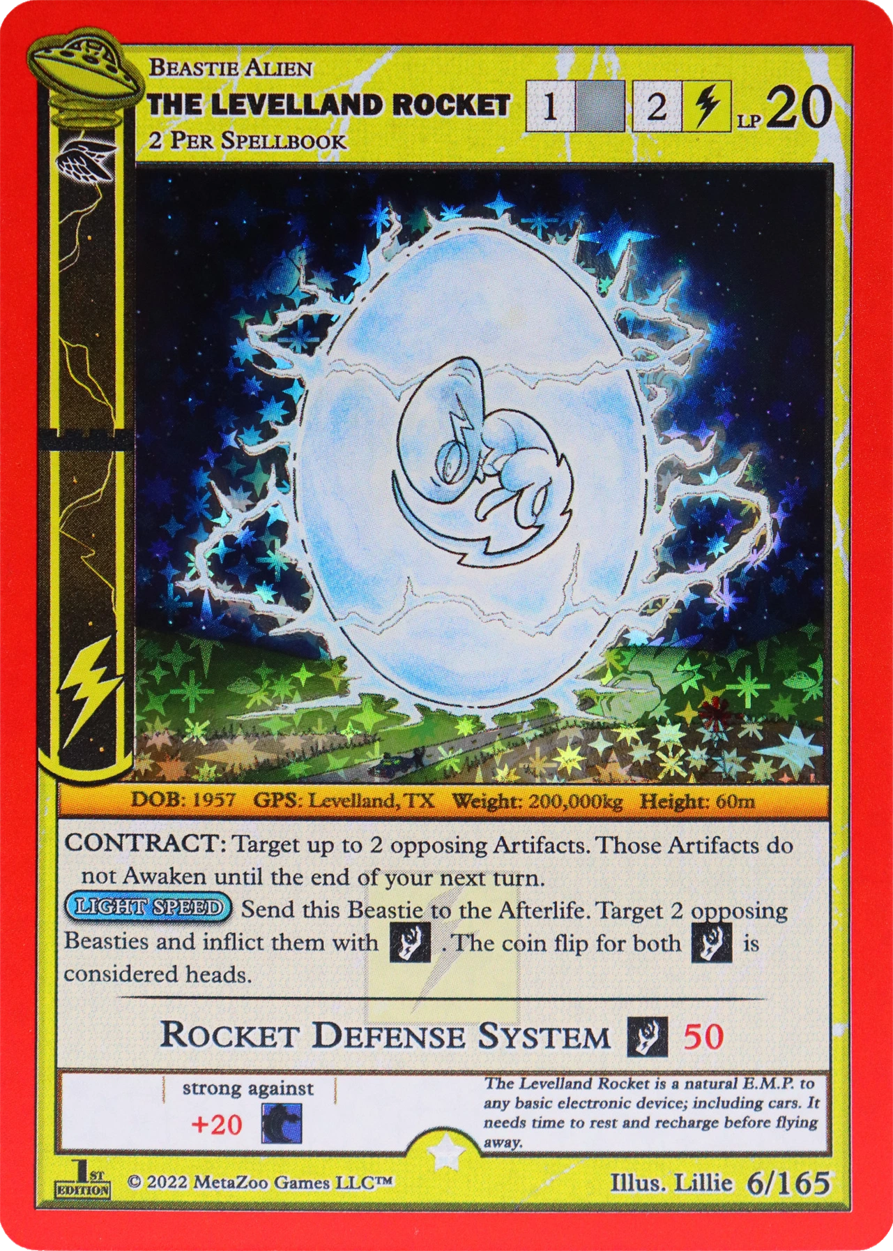 The Levelland Rocket 6/165 Full Holo MetaZoo UFO