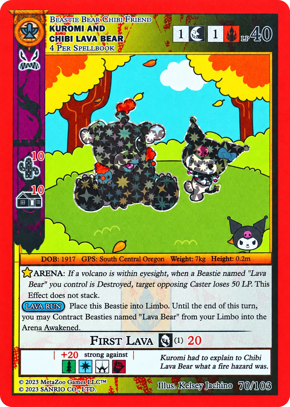Kuromi and Chibi Lava Bear 70/103 Reverse Holo — Kuromi's Cryptid Carnival