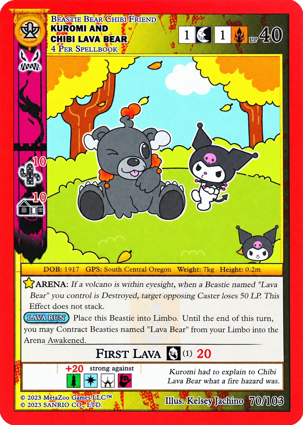 Kuromi and Chibi Lava Bear 70/103 Non-Holo — Kuromi's Cryptid Carnival