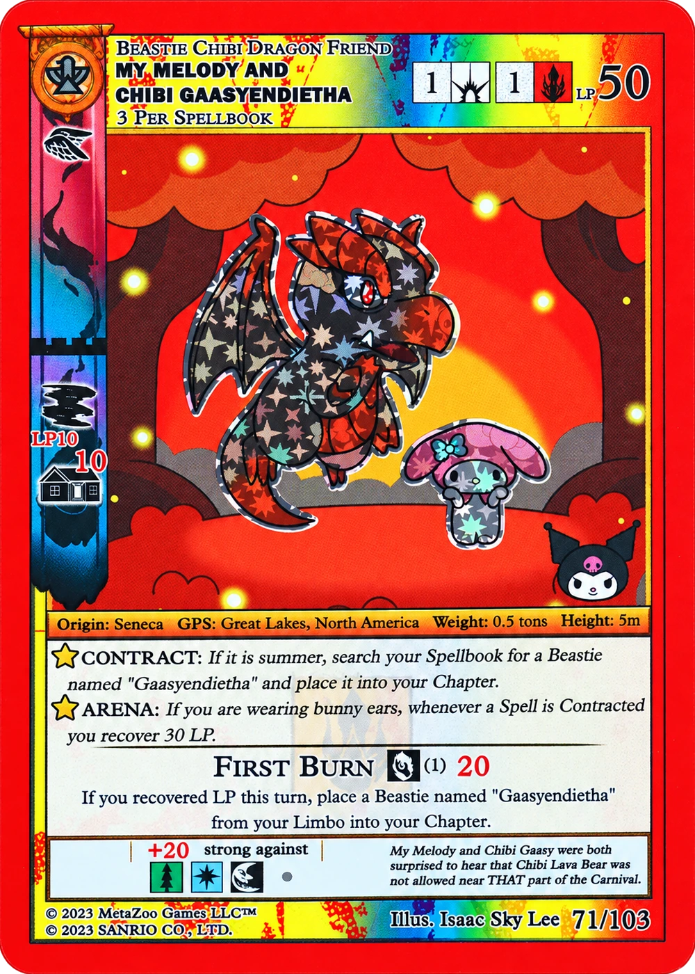 My Melody and Chibi Gaasyendietha 71/103 Reverse Holo — Kuromi's Cryptid Carnival