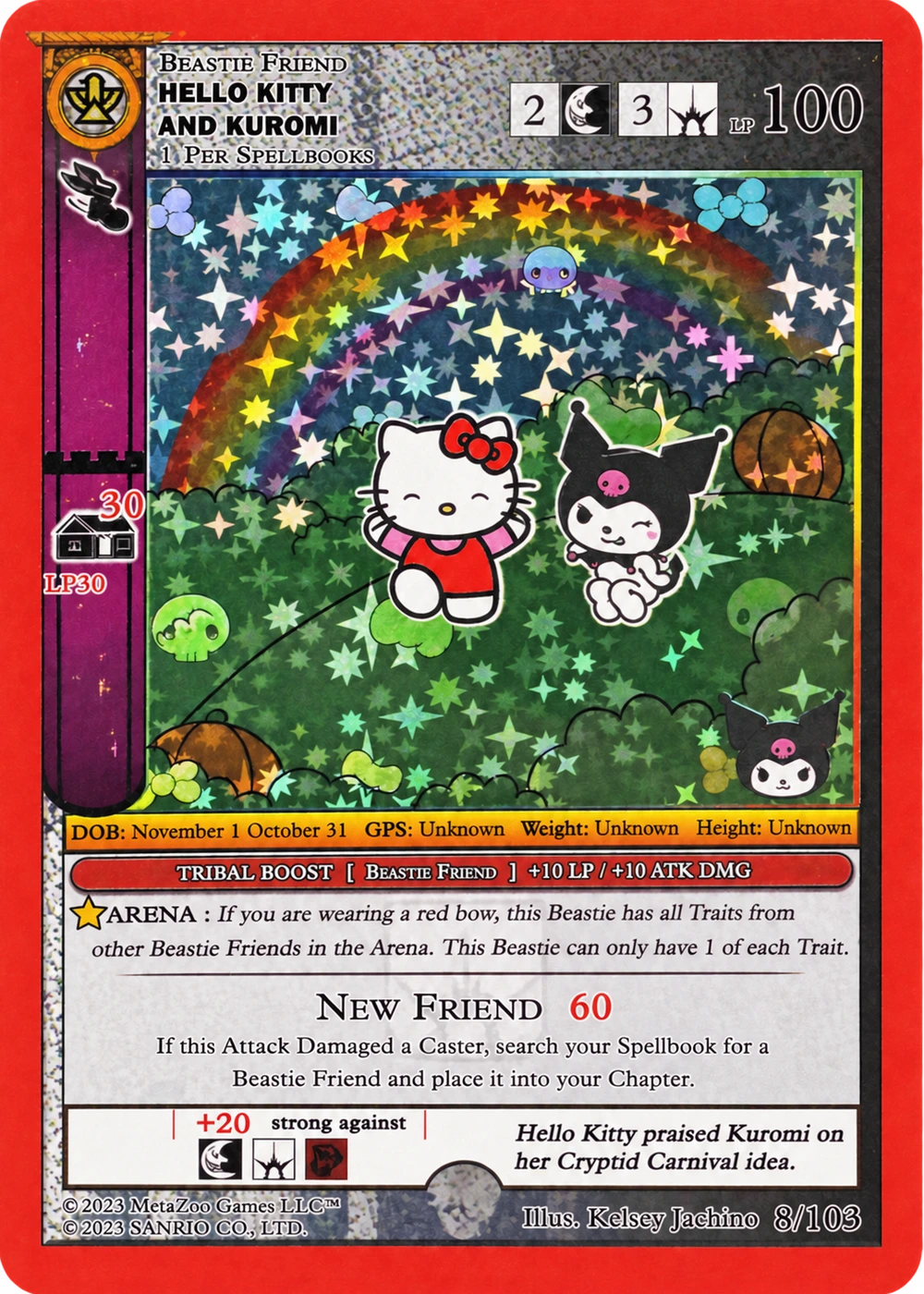 Hello Kitty and Kuromi 8/103 Full Holo — Kuromi’s Cryptid Carnival