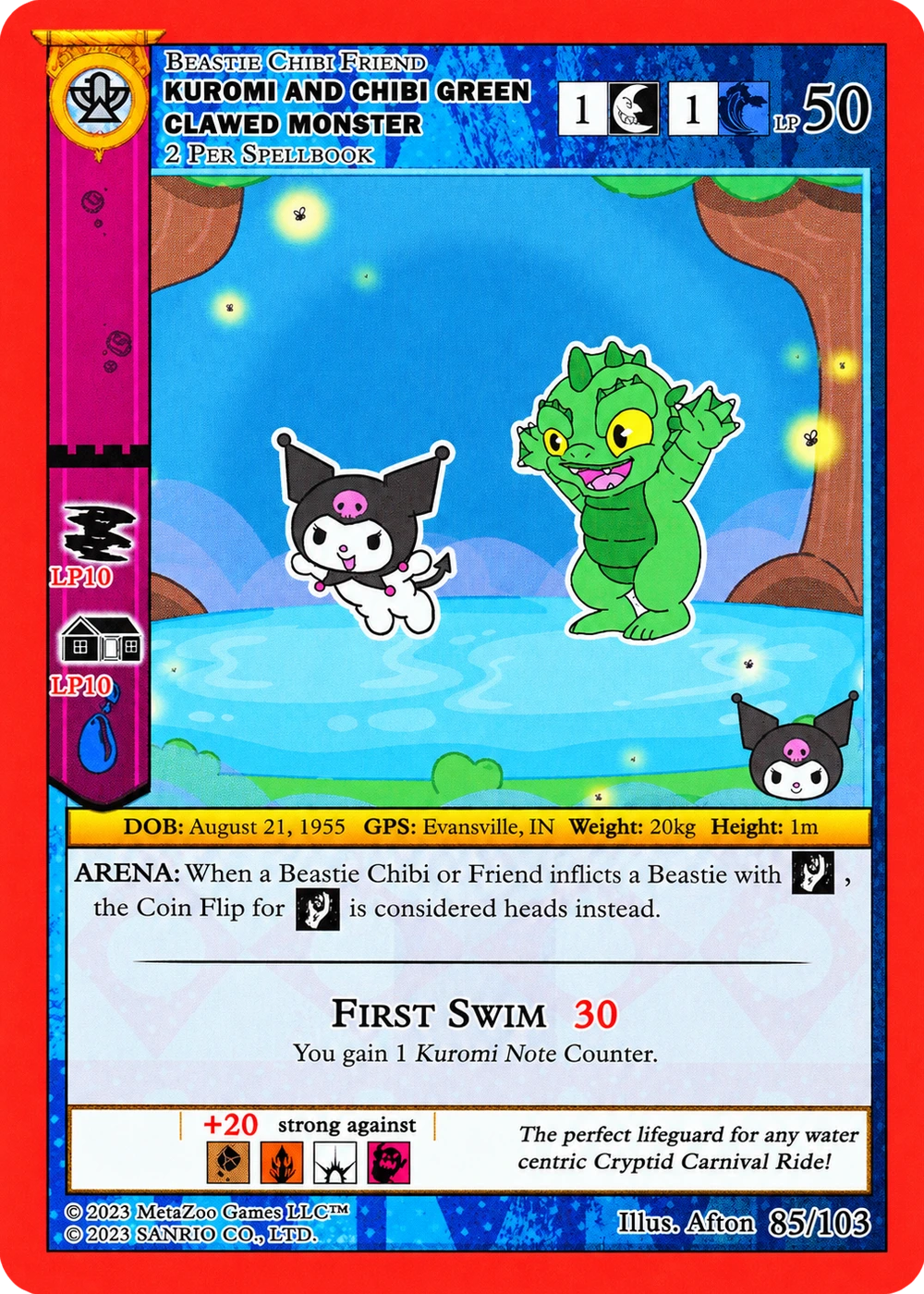 Kuromi and Chibi Green Clawed Monster 85/103 Non-Holo — Kuromi's Cryptid Carnival