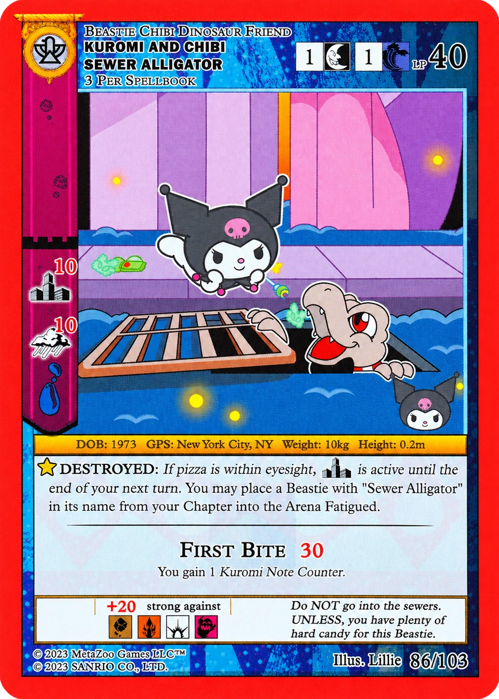 Kuromi and Chibi Sewer Alligator 86/103 Non-Holo — Kuromi's Cryptid Carnival