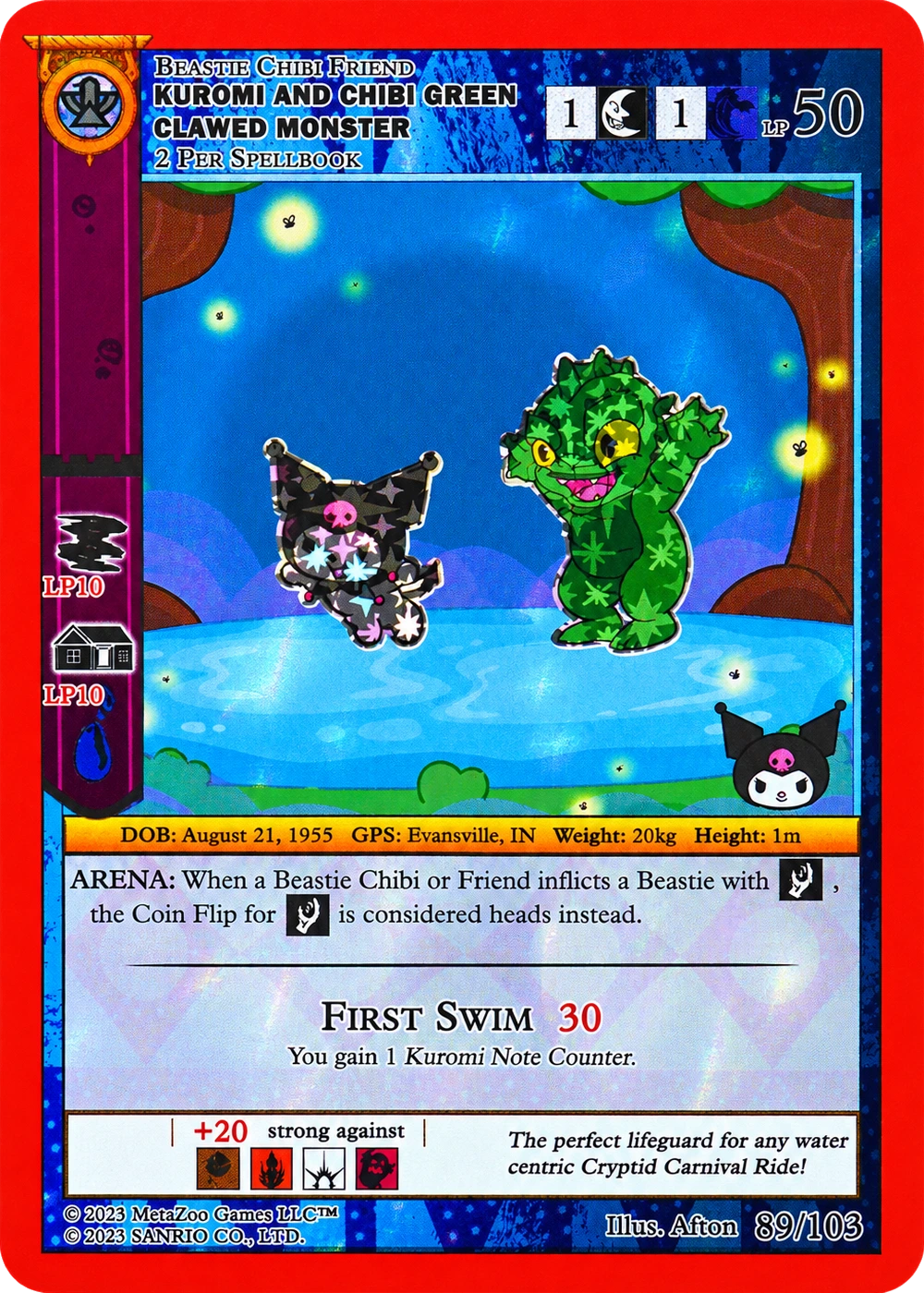 Kuromi and Chibi Green Clawed Monster 85/103 Reverse Holo — Kuromi's Cryptid Carnival