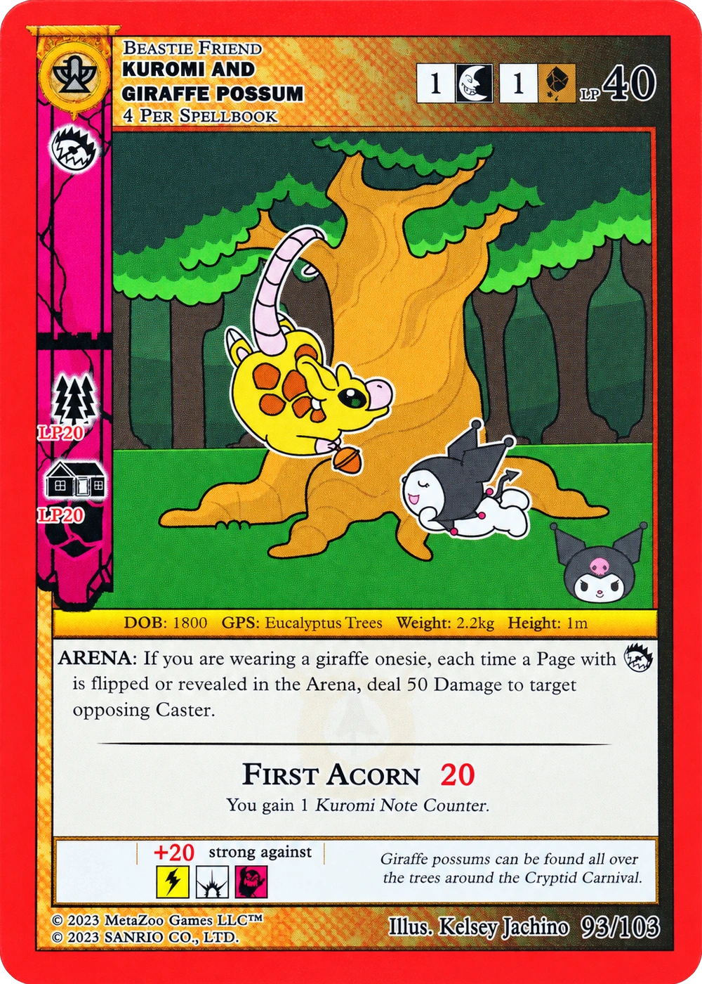 Kuromi and Giraffe Possum 93/103 Non-Holo — Kuromi's Cryptid Carnival