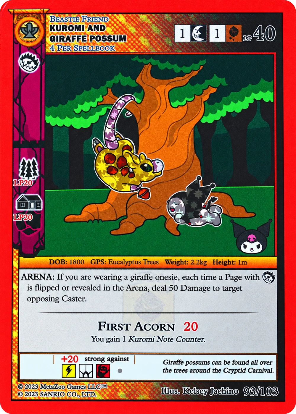 Kuromi and Giraffe Possum 93/103 Reverse Holo — Kuromi's Cryptid Carnival