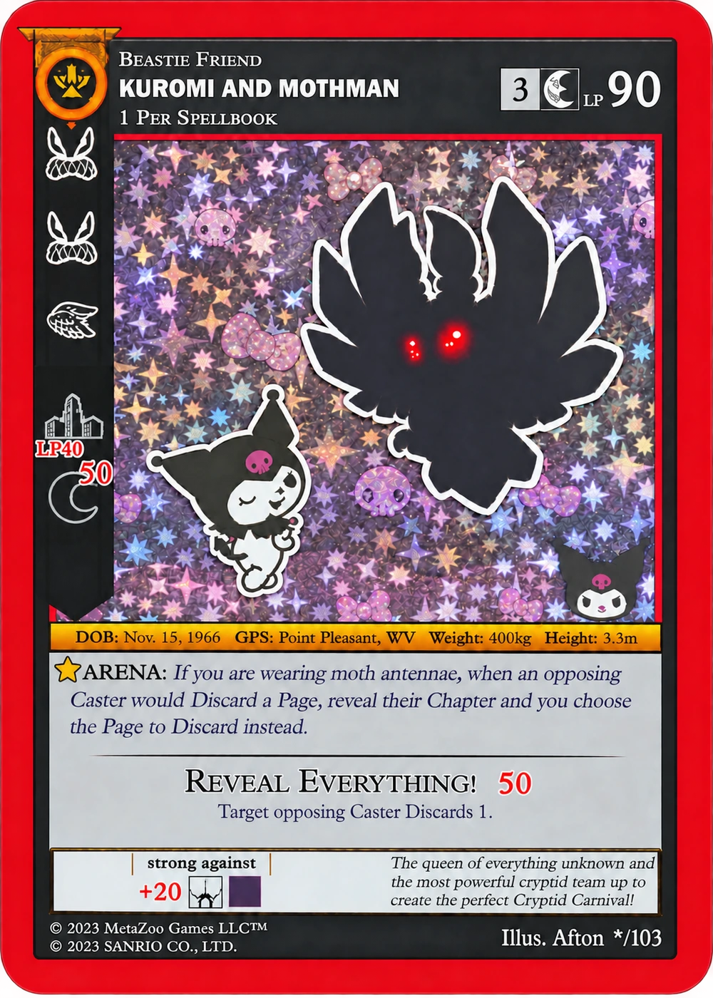 Kuromi and Mothman */103 Secret Rare Full Holo — Kuromi's Cryptid Carnival